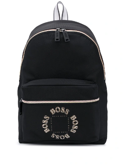 Shop Hugo Boss Logo Print Backpack In Black