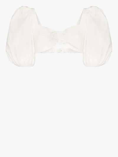 Shop Adriana Degreas Buckled Cropped Blouse In White