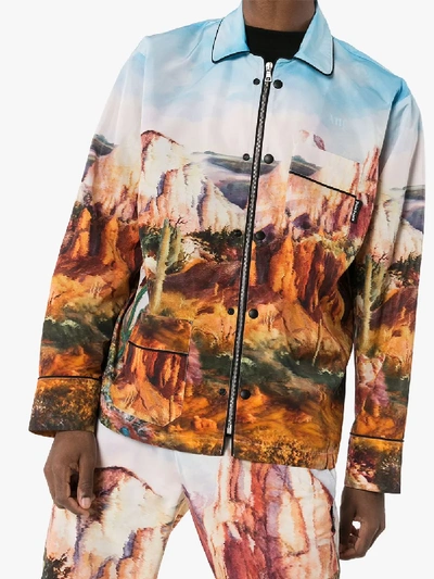 Shop Palm Angels Canyon Print Jacket In Blue