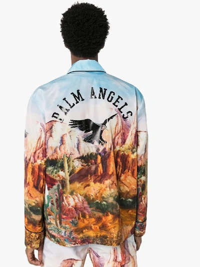 Shop Palm Angels Canyon Print Jacket In Blue