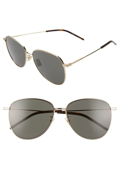 Shop Saint Laurent 60mm Aviator Sunglasses In Gold