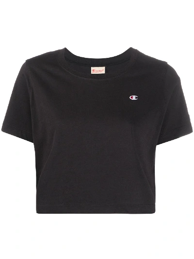 Shop Champion Logo-patch Cropped T-shirt In Black