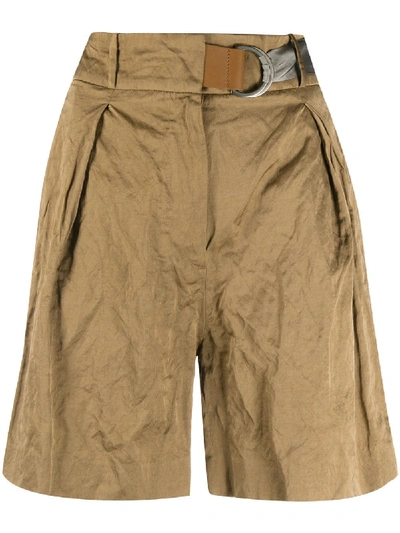 Shop Fabiana Filippi Belted Bermuda Shorts In Brown