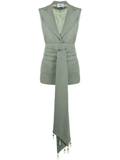 Shop Atu Body Couture Belted Tailored Waistcoat In Green