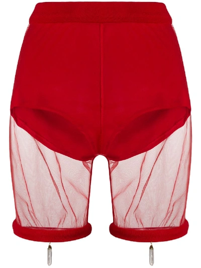 Shop Atu Body Couture Sheer Cycling Shorts In Red