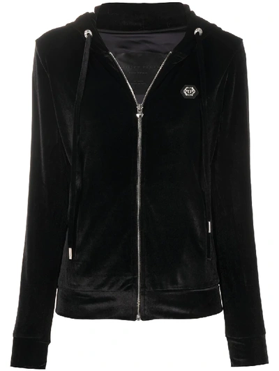 Shop Philipp Plein Teddy Bear Embellished Logo Hoodie In Black