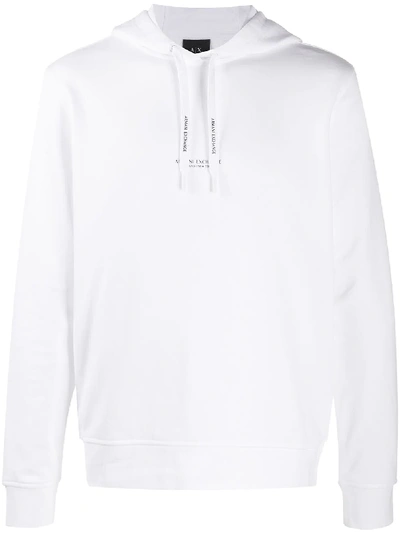 Shop Armani Exchange Logo-print Drawstring Hoodie In White