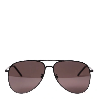 Shop Saint Laurent Avietor Black Sunglasses