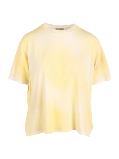 Shop Moncler Cotton T-shirt In Giallo