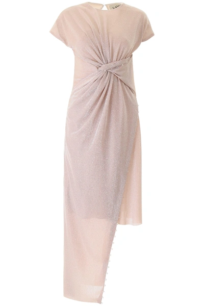 Shop Lanvin Asymmetrical Lurex Dress In Pink (pink)