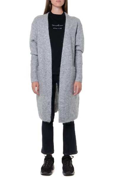 Shop Acne Studios Grey Melange Blended Wool Long Coat