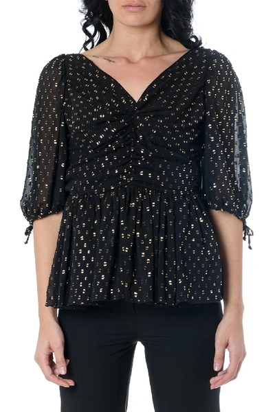 Frankie Morello Black Blouse With Lurex Details In Black
