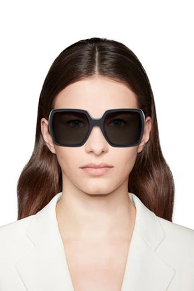 Shop Saint Laurent Oversized Square-frame Logo-appliquéd Acetate Sunglasses In Black