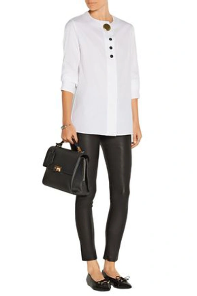 Shop Balenciaga Stretch-leather Skinny Pants In Black