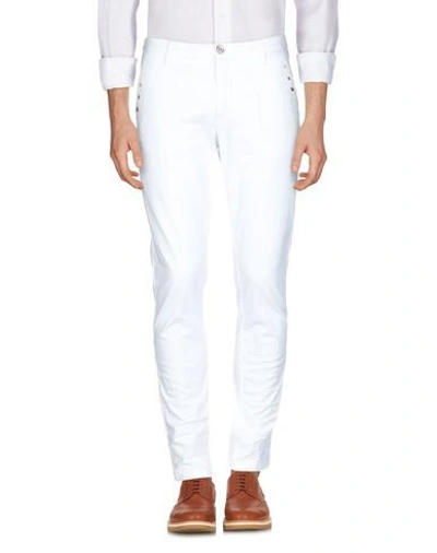 Shop Aglini Man Pants White Size 34 Cotton, Elastane