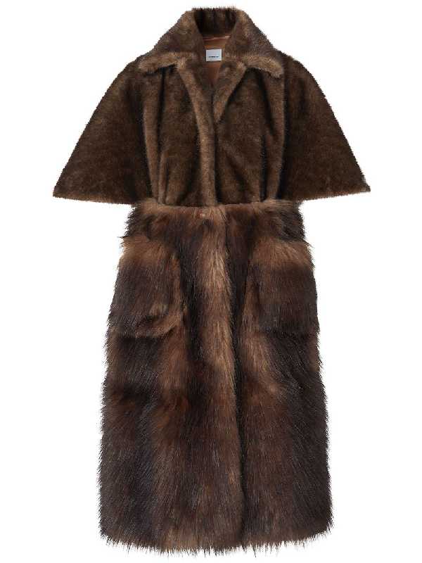 short brown faux fur coat