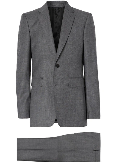 Shop Burberry Sharkskin Wool Suit In Grey