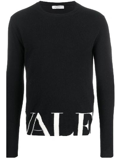 Shop Valentino Logo Knit Jumper In Black
