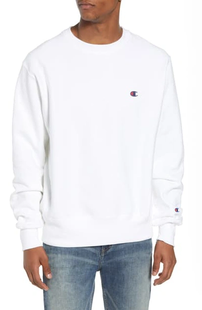 Shop Champion Reverse Weave Crew Sweatshirt In White