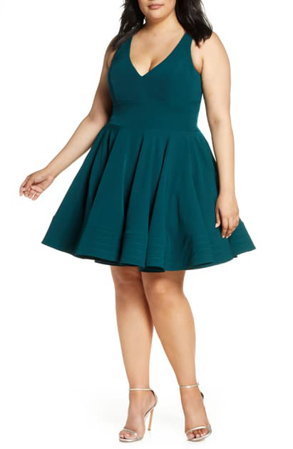 mac duggal fit and flare party dress