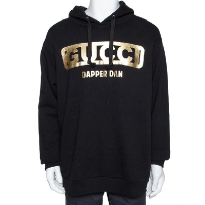 Pre-owned Gucci Black Dapper Dan Print Cotton Hooded Sweatshirt M