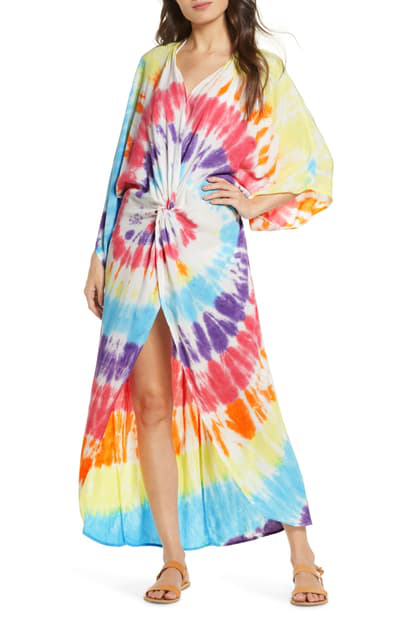 Surf Gypsy Tie Dye Twist Cover-up Dress In Bright Multi Tie Dye | ModeSens