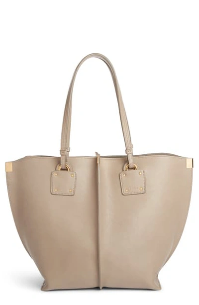 Shop Chloé Vick Leather Tote In Motty Grey