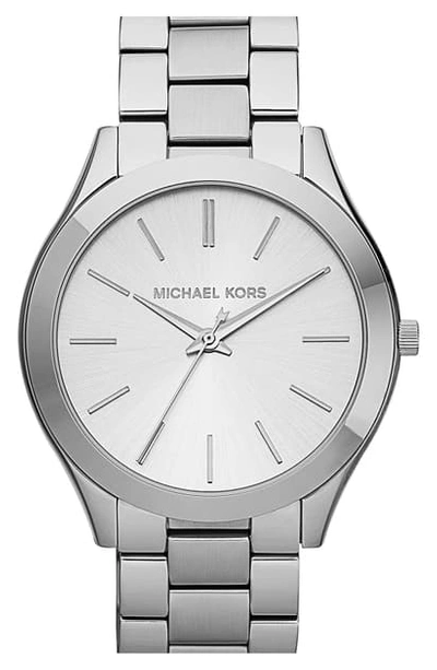 Shop Michael Kors 'slim Runway' Bracelet Watch, 42mm In Silver