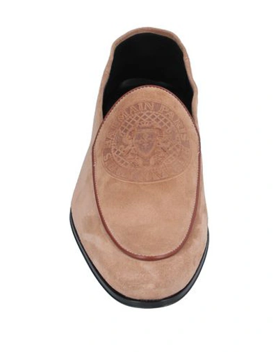 Shop Balmain Loafers In Sand