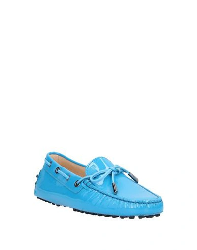 Shop Tod's Woman Loafers Azure Size 7.5 Soft Leather