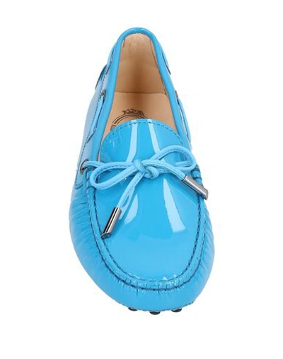Shop Tod's Woman Loafers Azure Size 7.5 Soft Leather