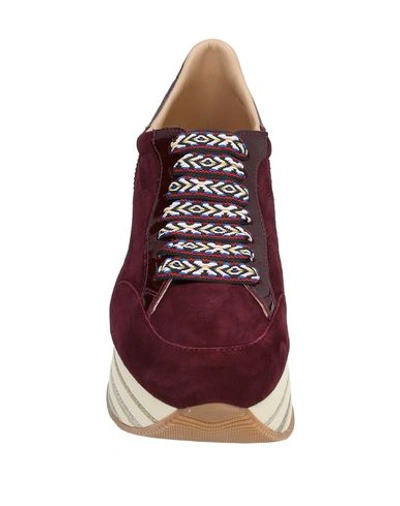 Shop Hogan Woman Sneakers Burgundy Size 10 Soft Leather In Red