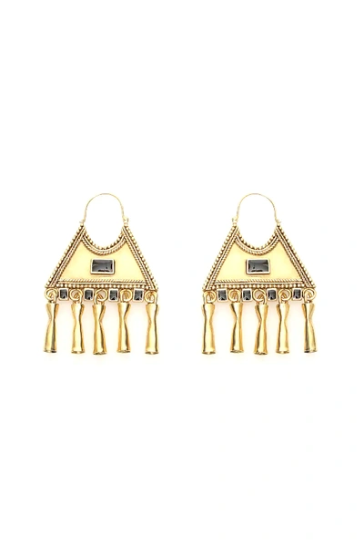 Shop Saint Laurent Triangle Earrings In Gold,black