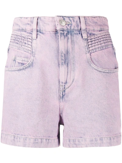 Shop Isabel Marant Étoile Acid Wash Denim Shorts In Pink