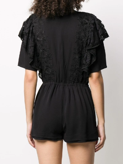 Shop Isabel Marant Ruffled Lace Playsuit In Black