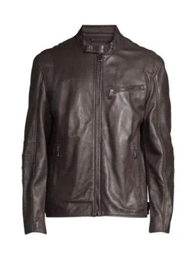 Shop Andrew Marc Men's Weston Leather Moto Jacket In Chocolate