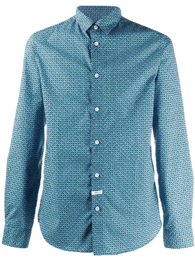 Shop Kenzo Tiger Monograme Slim-fit Shirt In Blue