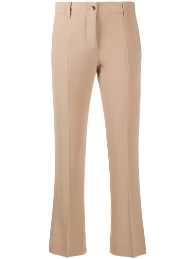 Shop Alberto Biani Mid-rise Cropped Trousers In Brown