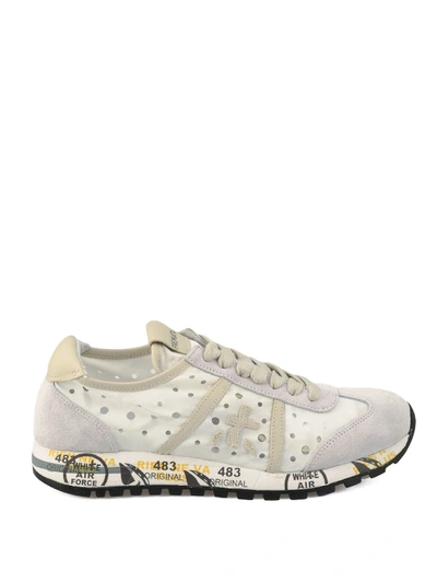 Shop Premiata Lucy-d Worn-out Suede Sneakers In White