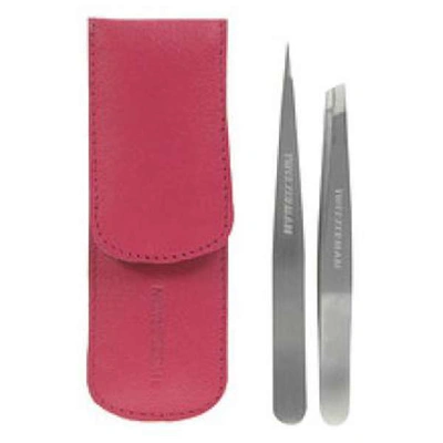Shop Tweezerman Petite Tweeze Set In Leather Case - Pink In Silver