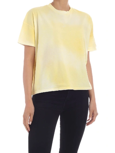 Shop Moncler Logo T-shirt In Faded Yellow