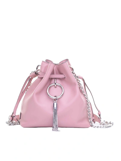 Shop Jimmy Choo Callie Drawstring S Bucket Bag In Pink