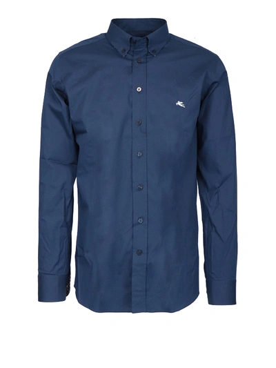 Shop Etro Button Down Collar Shirt In Blue