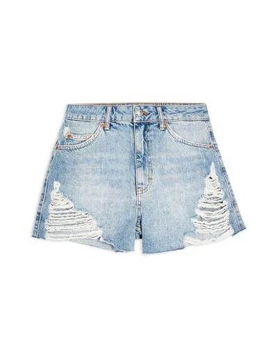 Shop Topshop Denim Shorts In Blue
