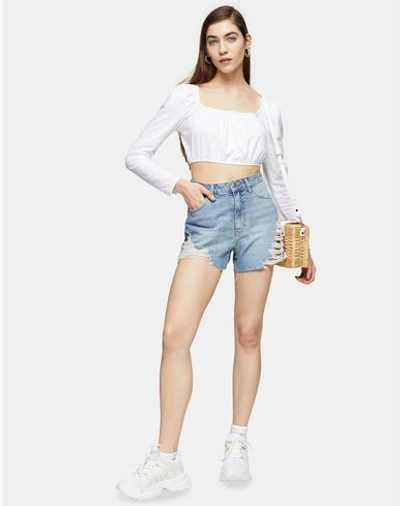 Shop Topshop Denim Shorts In Blue