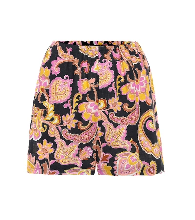 Shop Gucci Paisley Linen Shorts In Pink