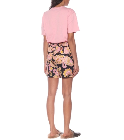 Shop Gucci Paisley Linen Shorts In Pink