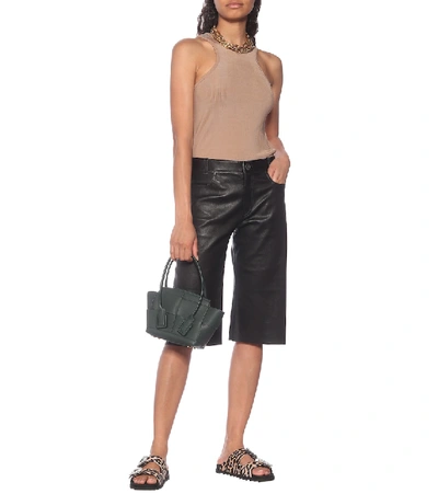 Shop Stouls Sofiane Leather Bermuda Shorts In Black
