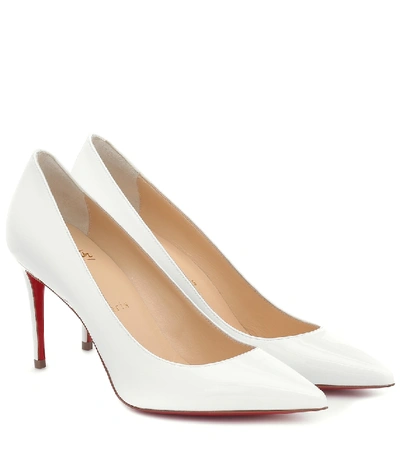 Shop Christian Louboutin Kate 85 Patent-leather Pumps In White