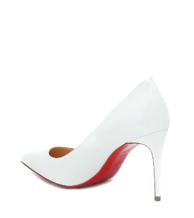 Shop Christian Louboutin Kate 85 Patent-leather Pumps In White